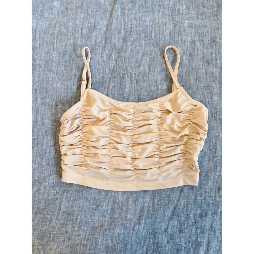 Princess Polly Ruched Crop Bralette Top Nude Adjustable Strap Camisole Size 2